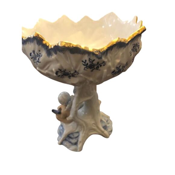 Porcelain Colonial Blue and White Cupids Candy Dish Figurine - Picture 7 of 10